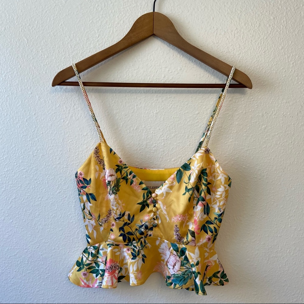 Stylestalker Isabella Crop Tank, Yellow Floral XS